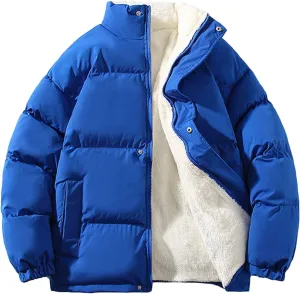 Mens Oversized Puffer Jacket Winter Warm Windproof Down Coat Insulated Thermal Jacket Parka Fashion Solid Outwear