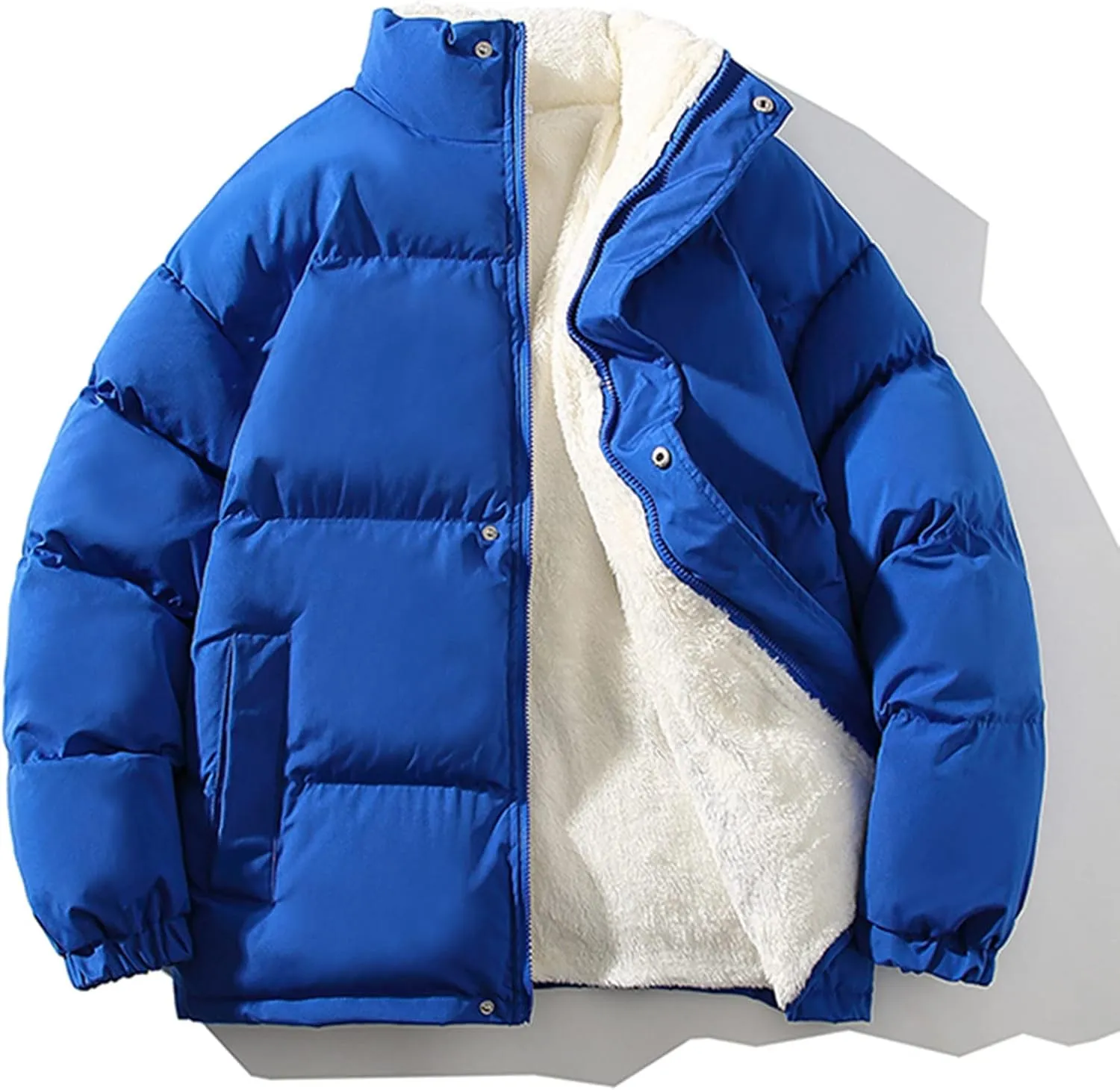 Mens Oversized Puffer Jacket Winter Warm Windproof Down Coat Insulated Thermal Jacket Parka Fashion Solid Outwear