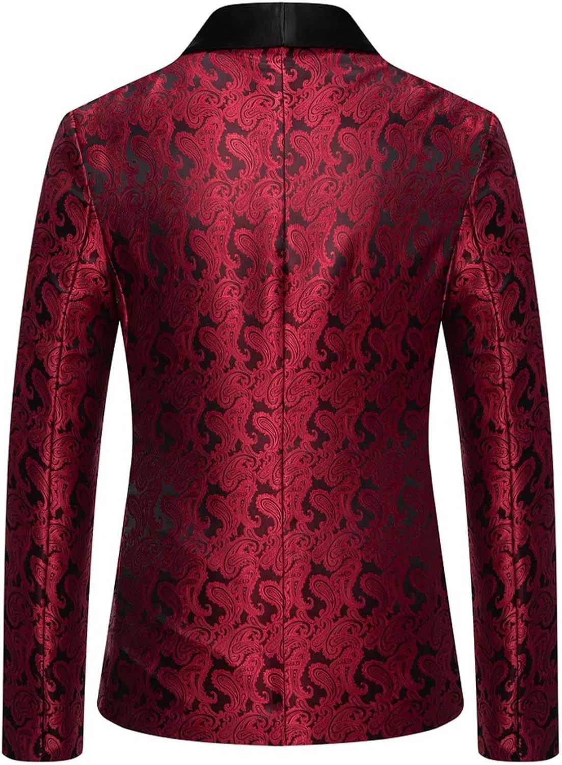 Mens Paisley Tuxedo Jacket Shawl Lapel One Button Slim Fit Blazer Jacket Stylish Dress Suit for Dinner,Prom,Wedding