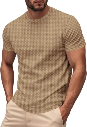 Men's Pique Ice Silk T Shirt Solid Color Quick Dry Crew Neck Shirt Short Sleeve Breathable Running Hiking Summer Sports Top