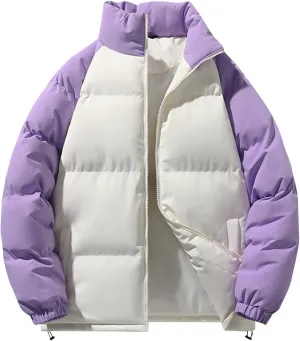 Men's Puffer Down Jacket 2024 Trendy Lightweight Puffy Jacket Full Zipper Warm Winter Down Coat Outwear with Pockets