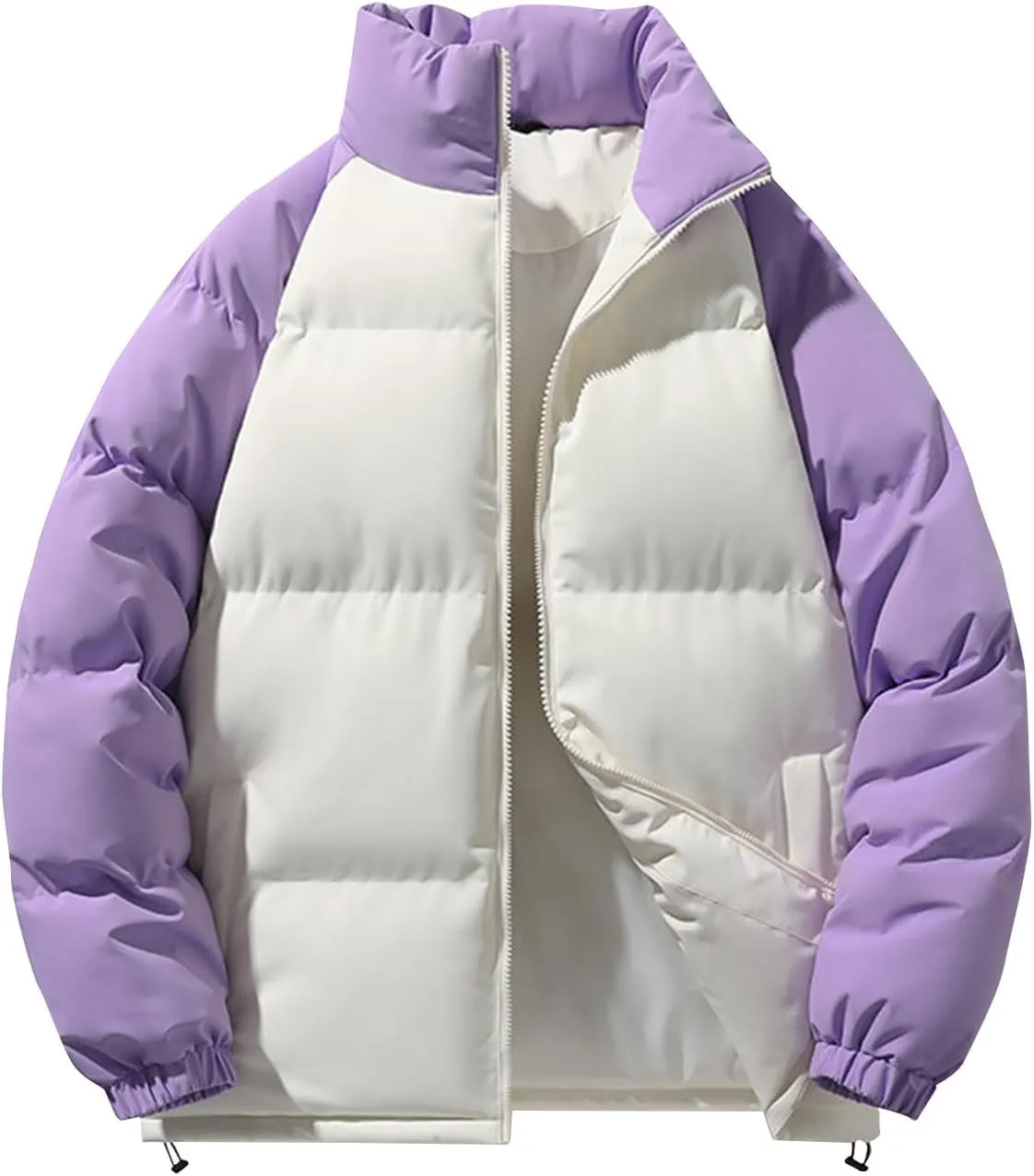 Men's Puffer Down Jacket 2024 Trendy Lightweight Puffy Jacket Full Zipper Warm Winter Down Coat Outwear with Pockets