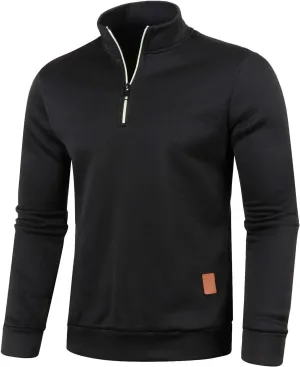 Mens Quarter Zip Pullover Mock Neck Long Sleeve Quarter Zip Polo Shirts Athletic Performance Shirt Running Workout Top