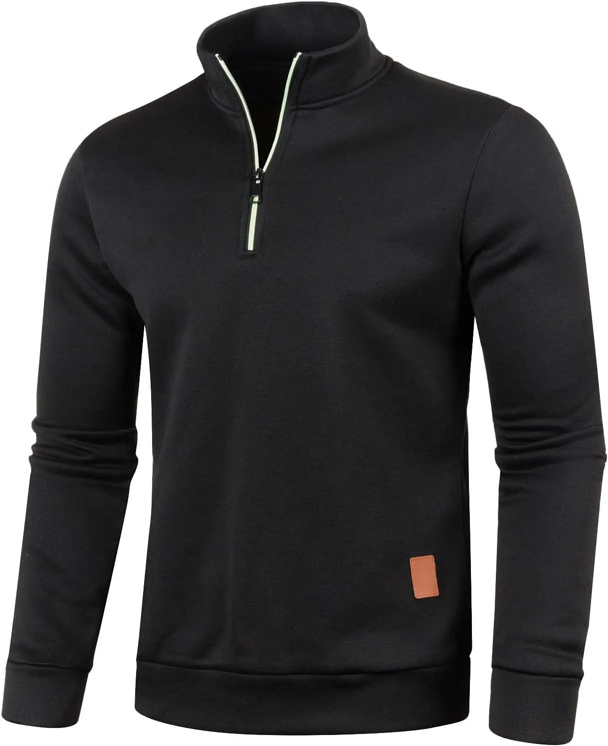 Mens Quarter Zip Pullover Mock Neck Long Sleeve Quarter Zip Polo Shirts Athletic Performance Shirt Running Workout Top