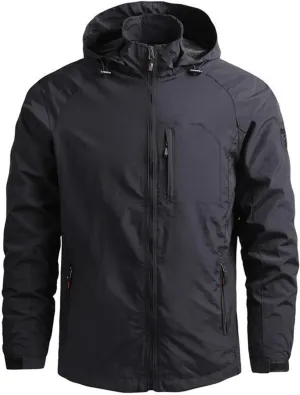 Mens Rain Jackets Zip Up Hooded Waterproof Windbreakers Loose Lightweight Coats Lapel Fashion Clothes with Pocket