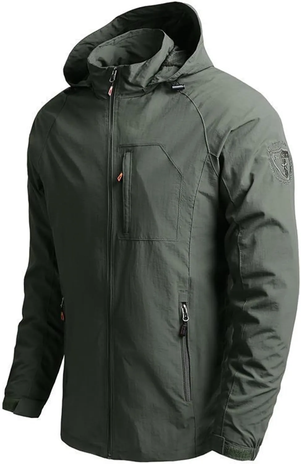 Mens Rain Jackets Zip Up Hooded Waterproof Windbreakers Loose Lightweight Coats Lapel Fashion Clothes with Pocket
