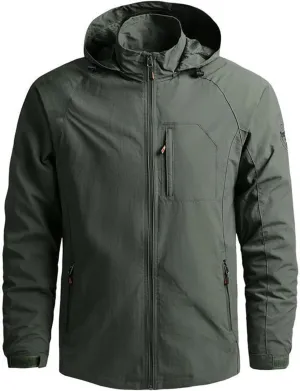 Mens Rain Jackets Zip Up Hooded Waterproof Windbreakers Loose Lightweight Coats Lapel Fashion Clothes with Pocket