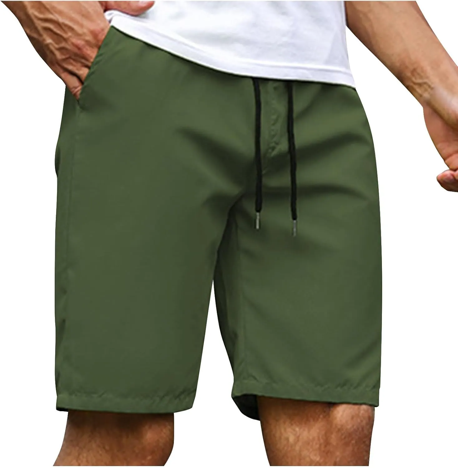 Men's Running Athletic Shorts Summer Casual Straight Leg Drawstring Waist Quick Dry Exercise Workout Shorts