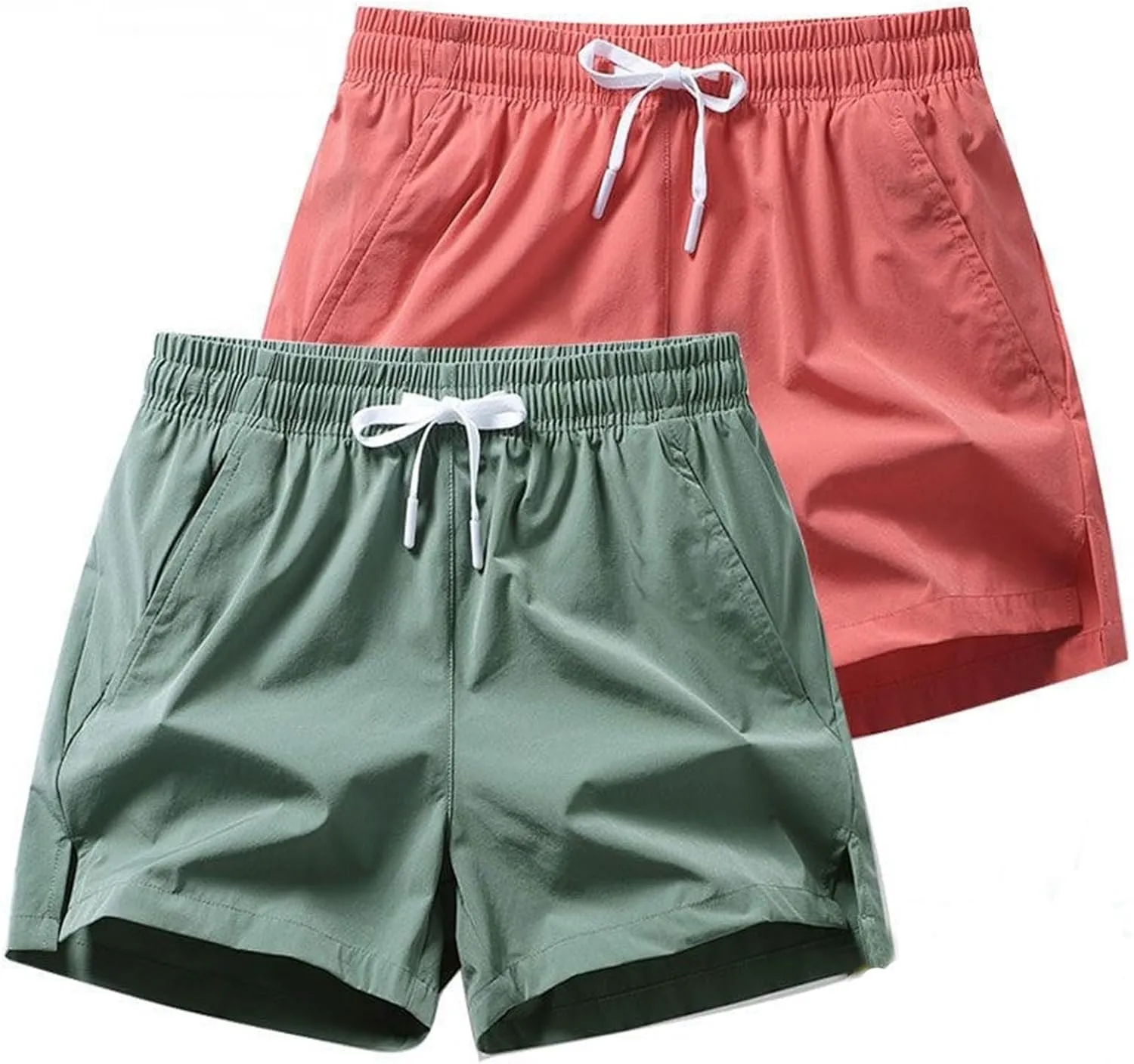 Men's Running Shorts 5 Inch Quick Dry Breathable with Pocket, Summer Elastic Lace-Up Sports Running Shorts