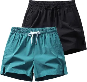 Men's Running Shorts 5 Inch Quick Dry Breathable with Pocket, Summer Elastic Lace-Up Sports Running Shorts