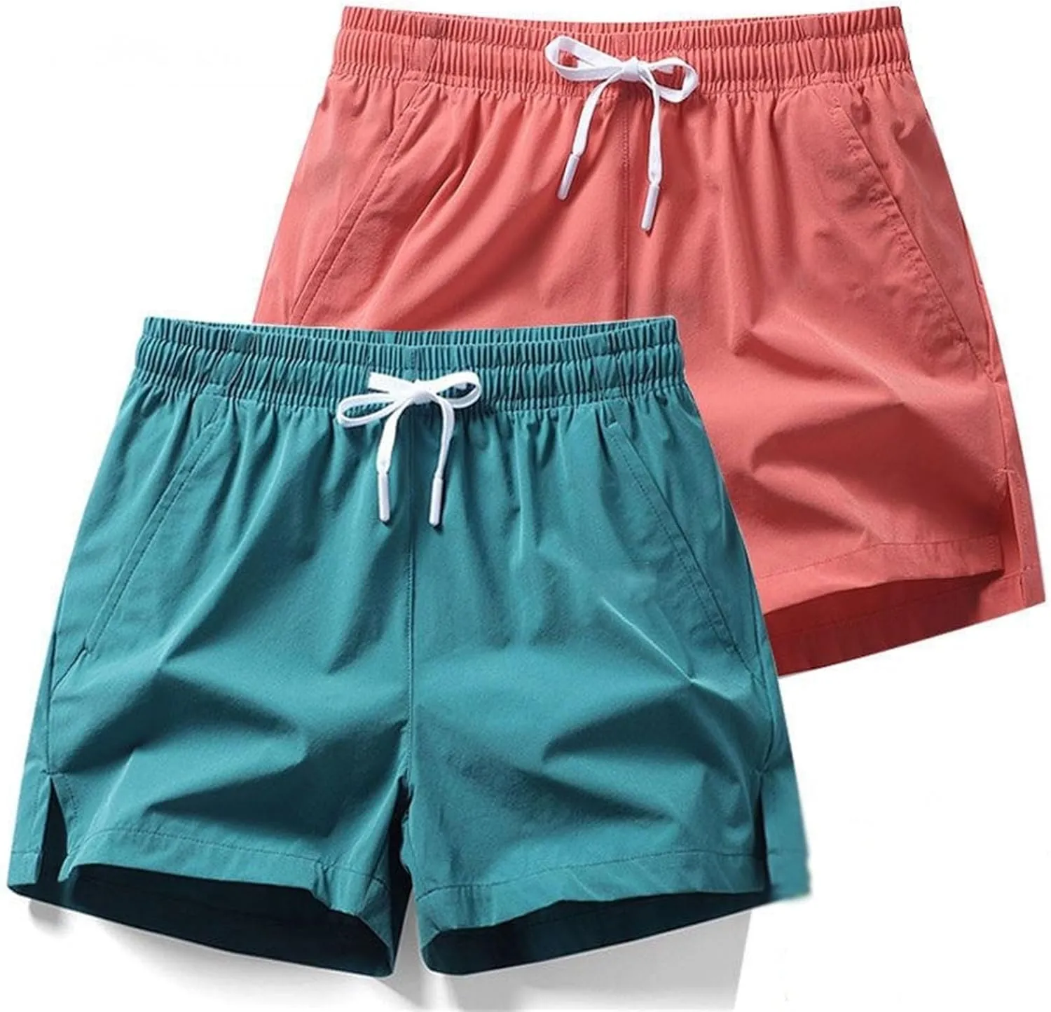 Men's Running Shorts 5 Inch Quick Dry Breathable with Pocket, Summer Elastic Lace-Up Sports Running Shorts