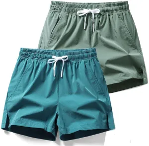 Men's Running Shorts 5 Inch Quick Dry Breathable with Pocket, Summer Elastic Lace-Up Sports Running Shorts