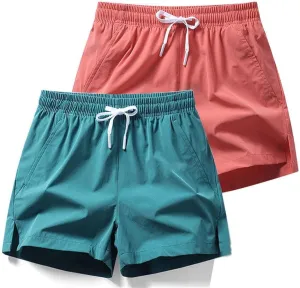 Men's Running Shorts 5 Inch Quick Dry Breathable with Pocket, Summer Elastic Lace-Up Sports Running Shorts