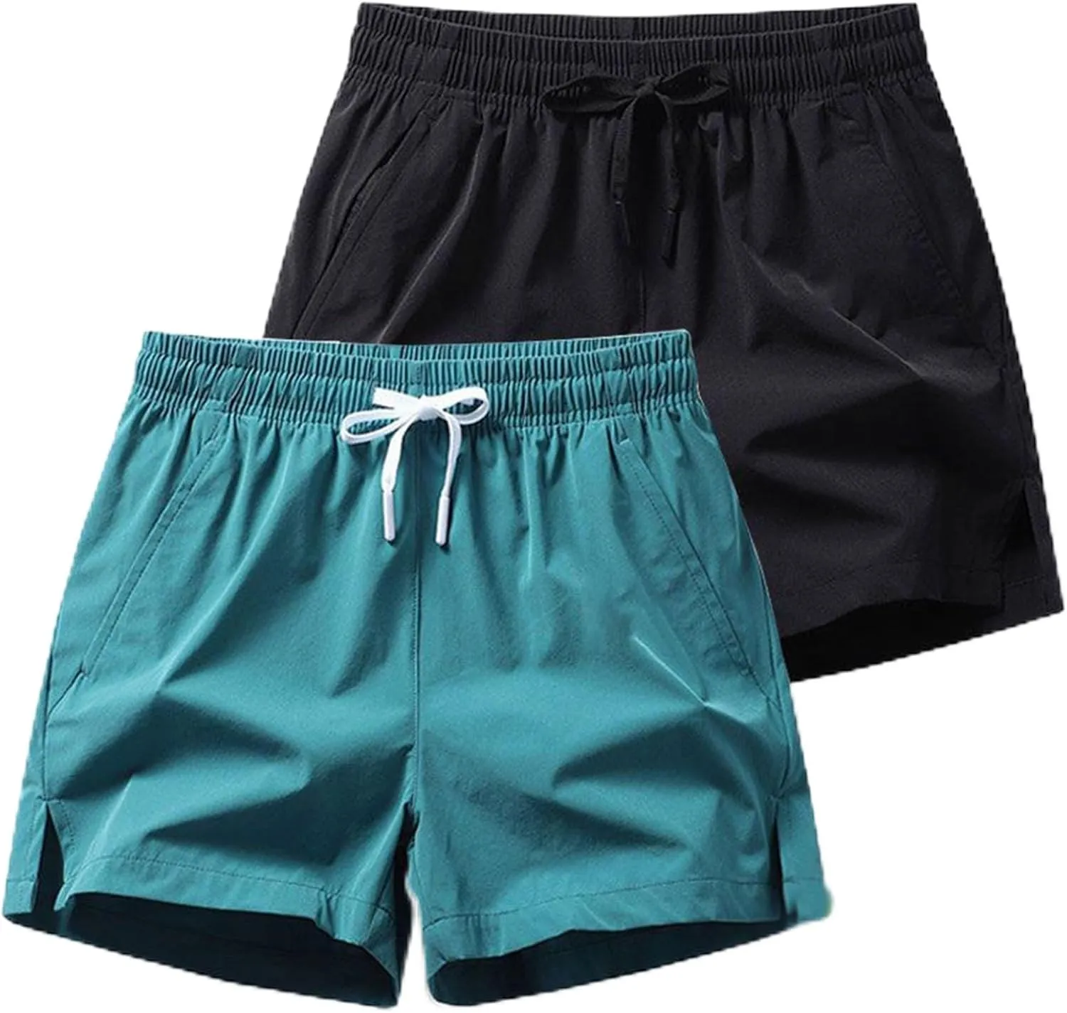 Men's Running Shorts 5 Inch Quick Dry Breathable with Pocket, Summer Elastic Lace-Up Sports Running Shorts