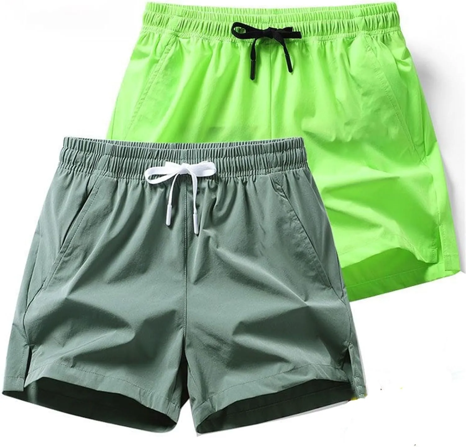 Men's Running Shorts 5 Inch Quick Dry Breathable with Pocket, Summer Elastic Lace-Up Sports Running Shorts