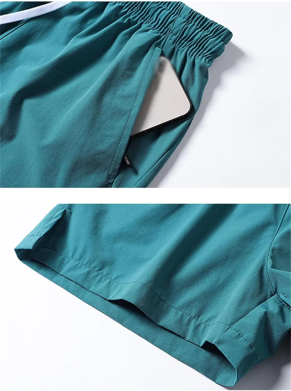 Men's Running Shorts 5 Inch Quick Dry Breathable with Pocket, Summer Elastic Lace-Up Sports Running Shorts