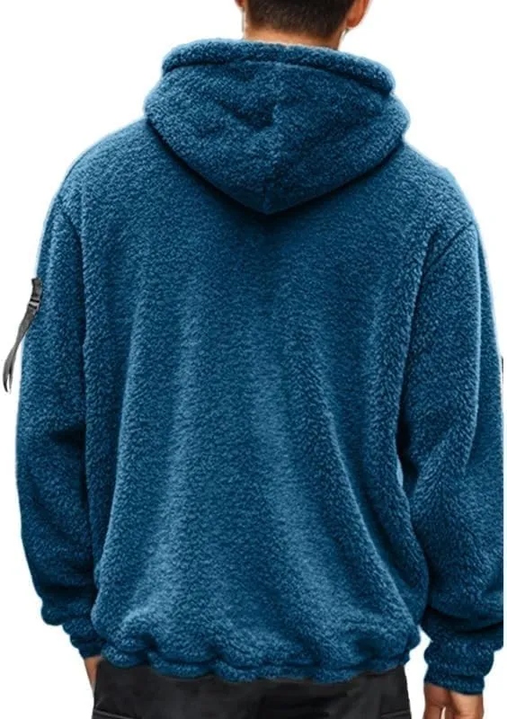 Men's Sherpa-Lined Athletic Hoodie Zip-Up Fleece Jacket Warm Sports Coat with Pockets