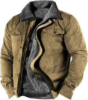Mens Sherpa Lined Jacket Full Zip Military Heavyweight Fleece Jackets Winter Active Work Jackets Warm Coat for Men