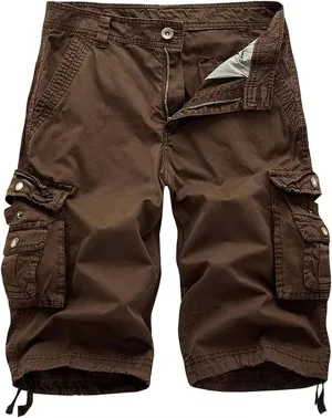 Mens Summer Capri Cargo Pants below Knee 13 Inches Long Shorts Multi Pockets Outdoor Hiking Fishing Twill Shorts