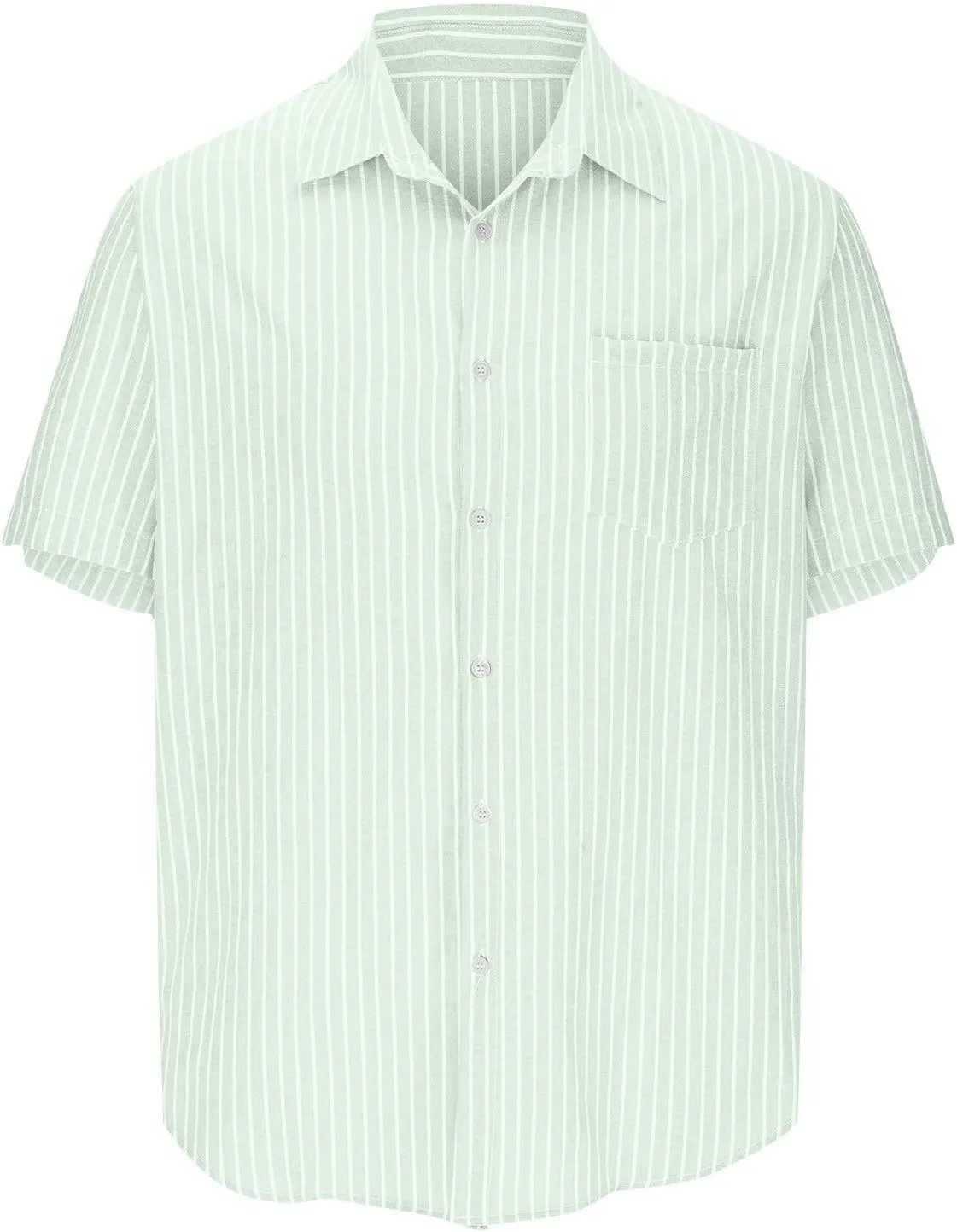 Mens Summer Short Sleeve Beach Shirt Button Down Cardigan Light Weight Casual Vacation Tops Striped Hawaiian Shirt