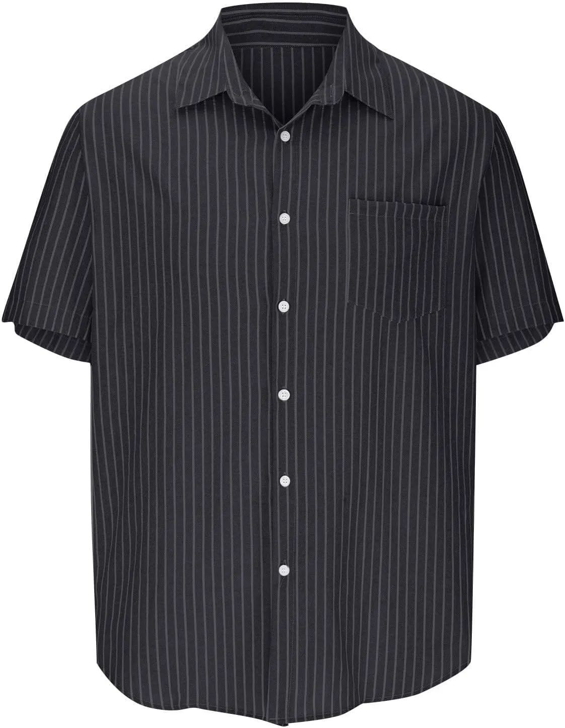Mens Summer Short Sleeve Beach Shirt Button Down Cardigan Light Weight Casual Vacation Tops Striped Hawaiian Shirt