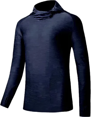 Men's Sun Protection Hoodie Shirts with Mask Long Sleeve UPF 50  Fishing Shirt Summer Rash Guards Cooling Hiking Tees
