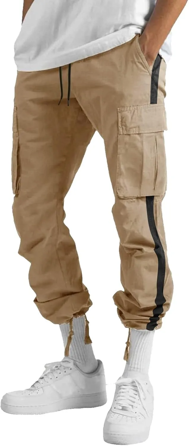 Mens Sweatpants with Pockets Solid Gym Running Cargo Work Pants Straight Leg Bodybuilding Joggers Pants with Pockets