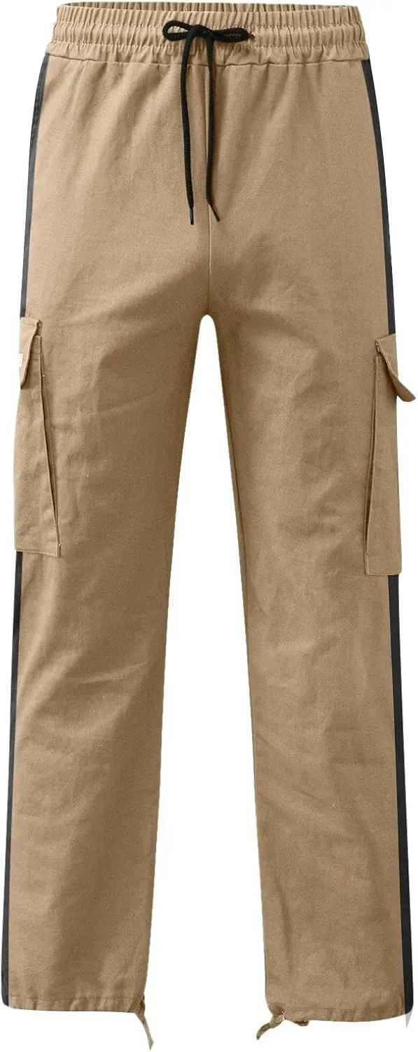 Mens Sweatpants with Pockets Solid Gym Running Cargo Work Pants Straight Leg Bodybuilding Joggers Pants with Pockets