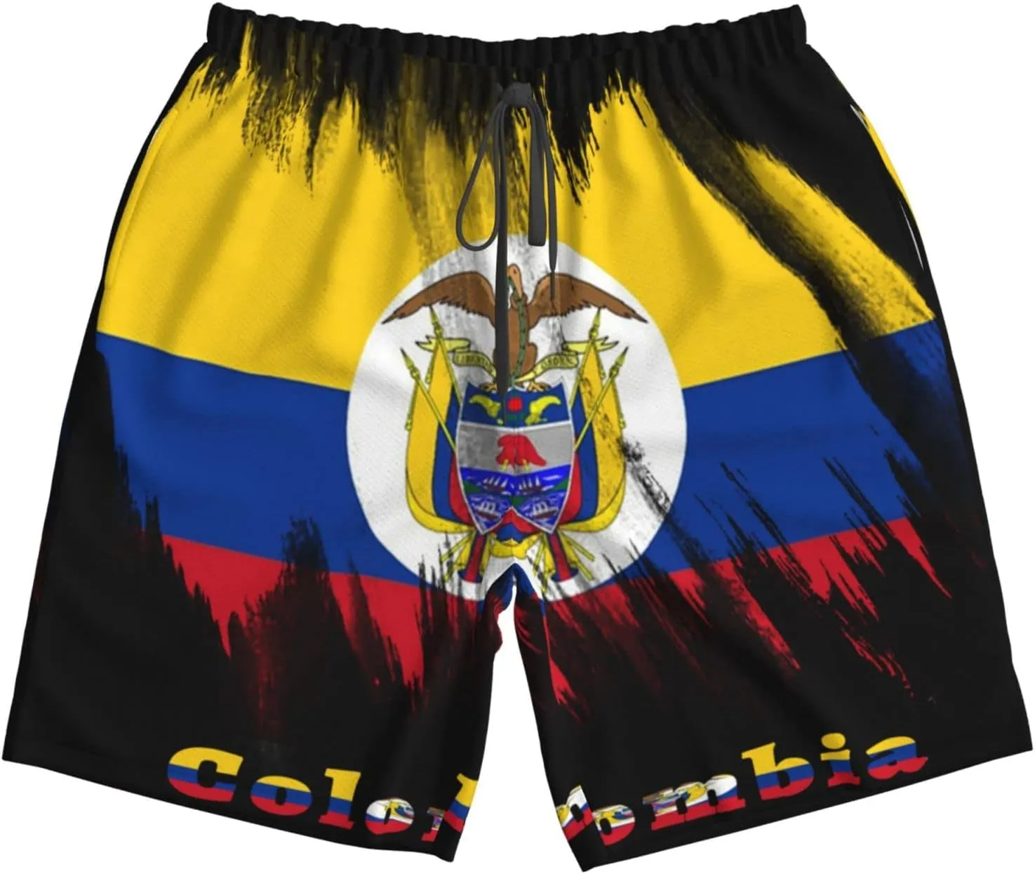 Men's Swim Trunks Beach Shorts Drawstring Quick Dry Running Shorts with Pockets