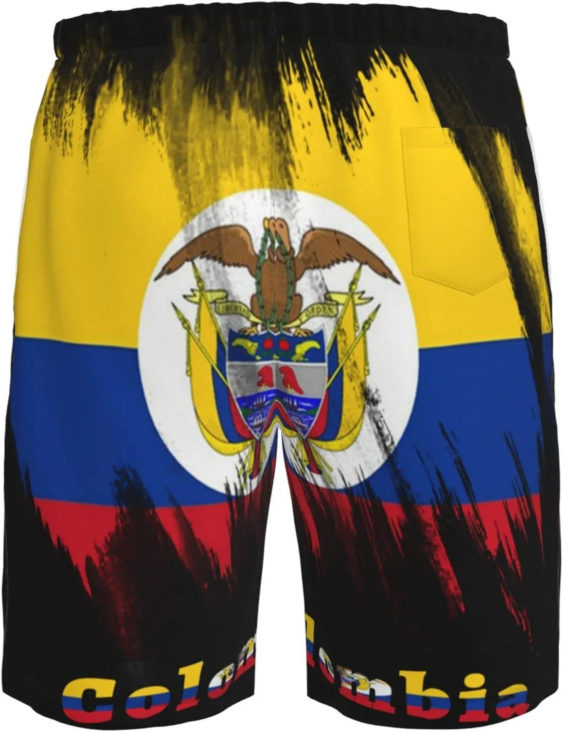 Men's Swim Trunks Beach Shorts Drawstring Quick Dry Running Shorts with Pockets