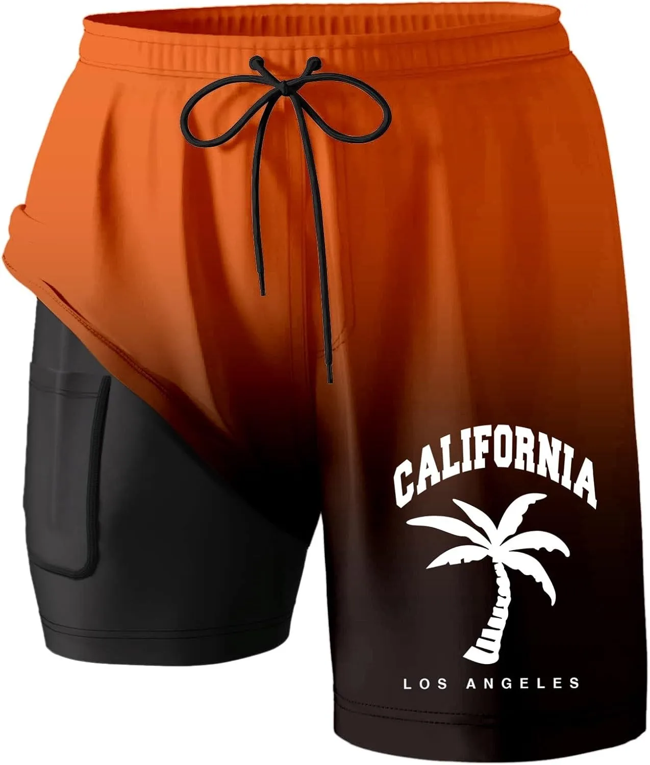 Mens Swim Trunks Quick Dry Bathing Suit 9 inch Inseam Board Shorts with Compression Liner and Zipper Pocket