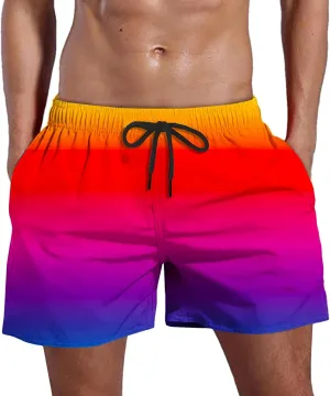 Men's Swim Trunks Quick Dry Beach Vacation Shorts Summer Board Sports Casual Swimwear Bathing Suit with Pocket