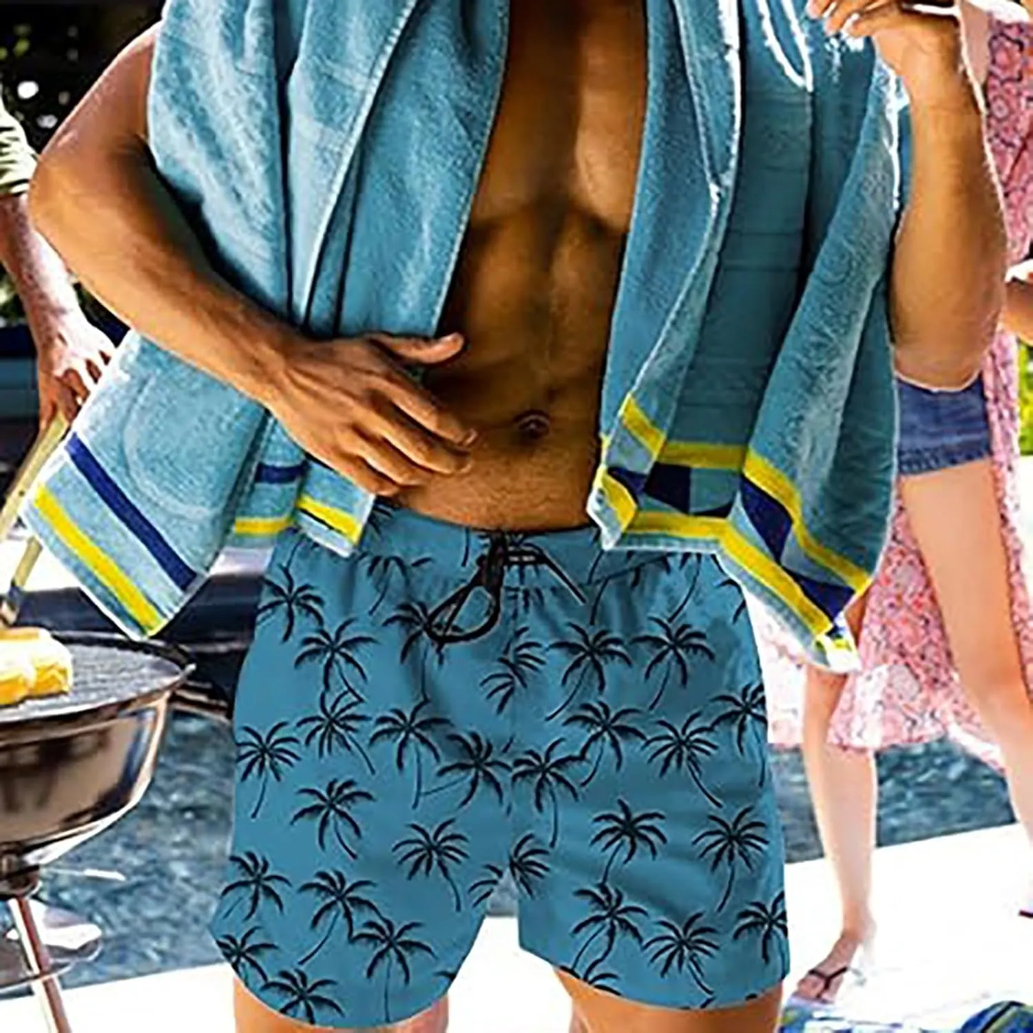 Men's Swim Trunks Quick Dry Board Shorts with Side Pockets and Mesh Lining Hawaii Beach Shorts Swimwear Bathing Suits 2025