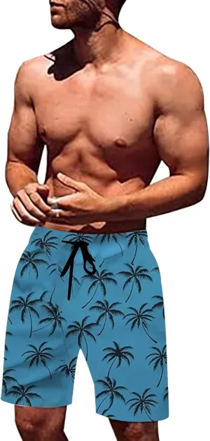 Men's Swim Trunks Quick Dry Board Shorts with Side Pockets and Mesh Lining Hawaii Beach Shorts Swimwear Bathing Suits 2025