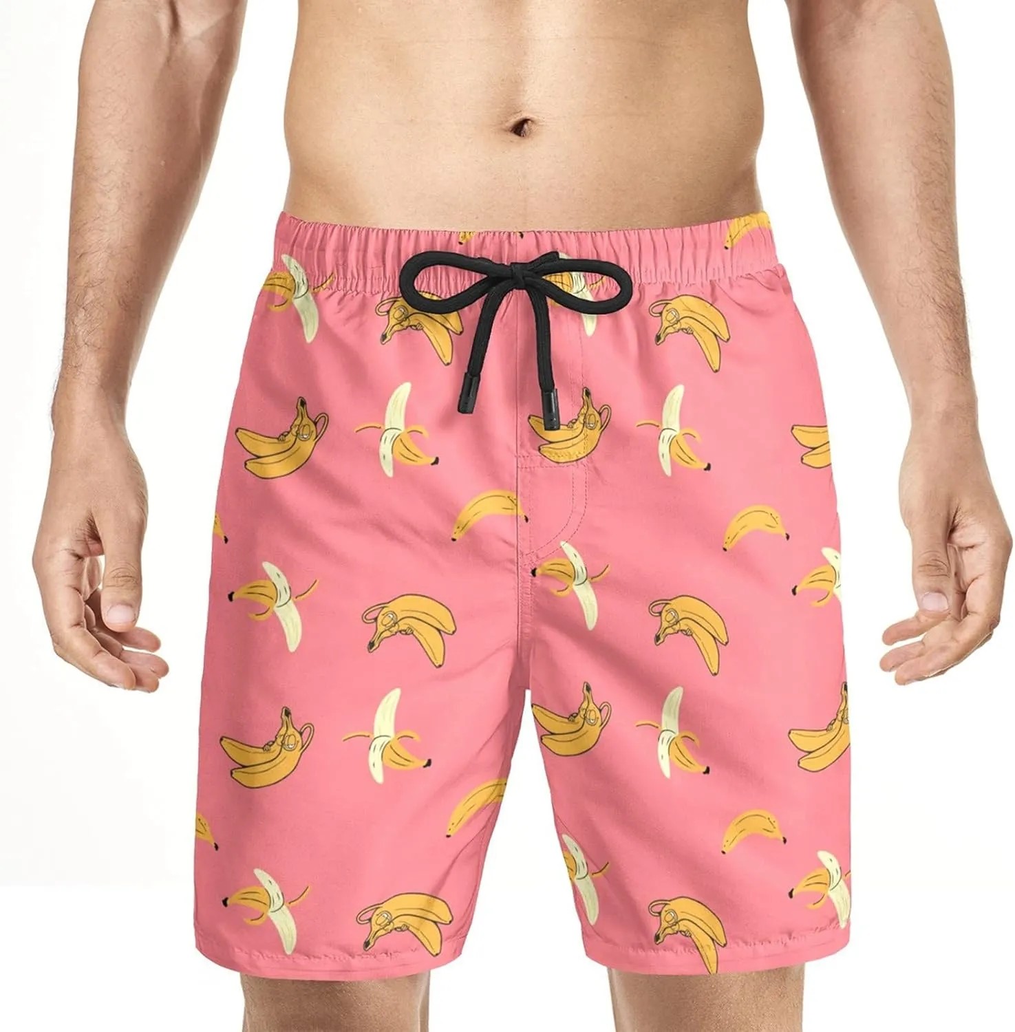 Mens Swim Trunks Quick Dry Swim Plus Size Print Shorts with Big and Tall Funny Surfing Beach Swimwear Bathing Suits