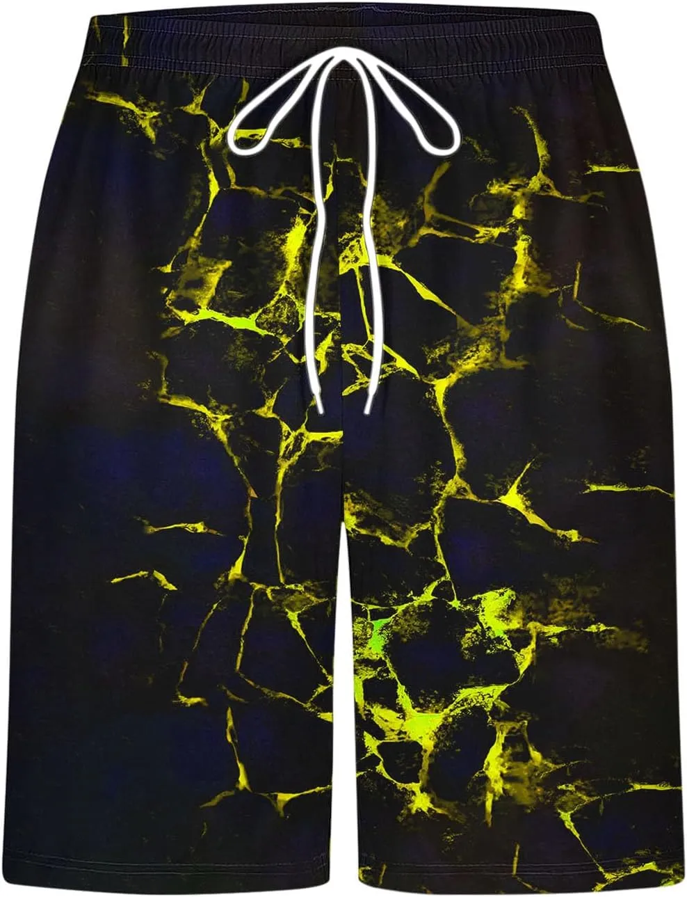 Men's Swim Trunks Quick Dry with Pockets Elastic Lightweight Breathable Casual Crack Print Beach Swimming Shorts