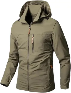 Mens Tactical Jacket Windbreaker Waterproof Jackets Casual Mountain Hooded Coat Lightweight Soft Shell Outerwear