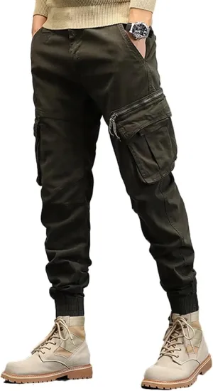 Men's Tapered Cargo Pants Hiking Pants Outdoor Cargo Trousers Multi Pockets Pants