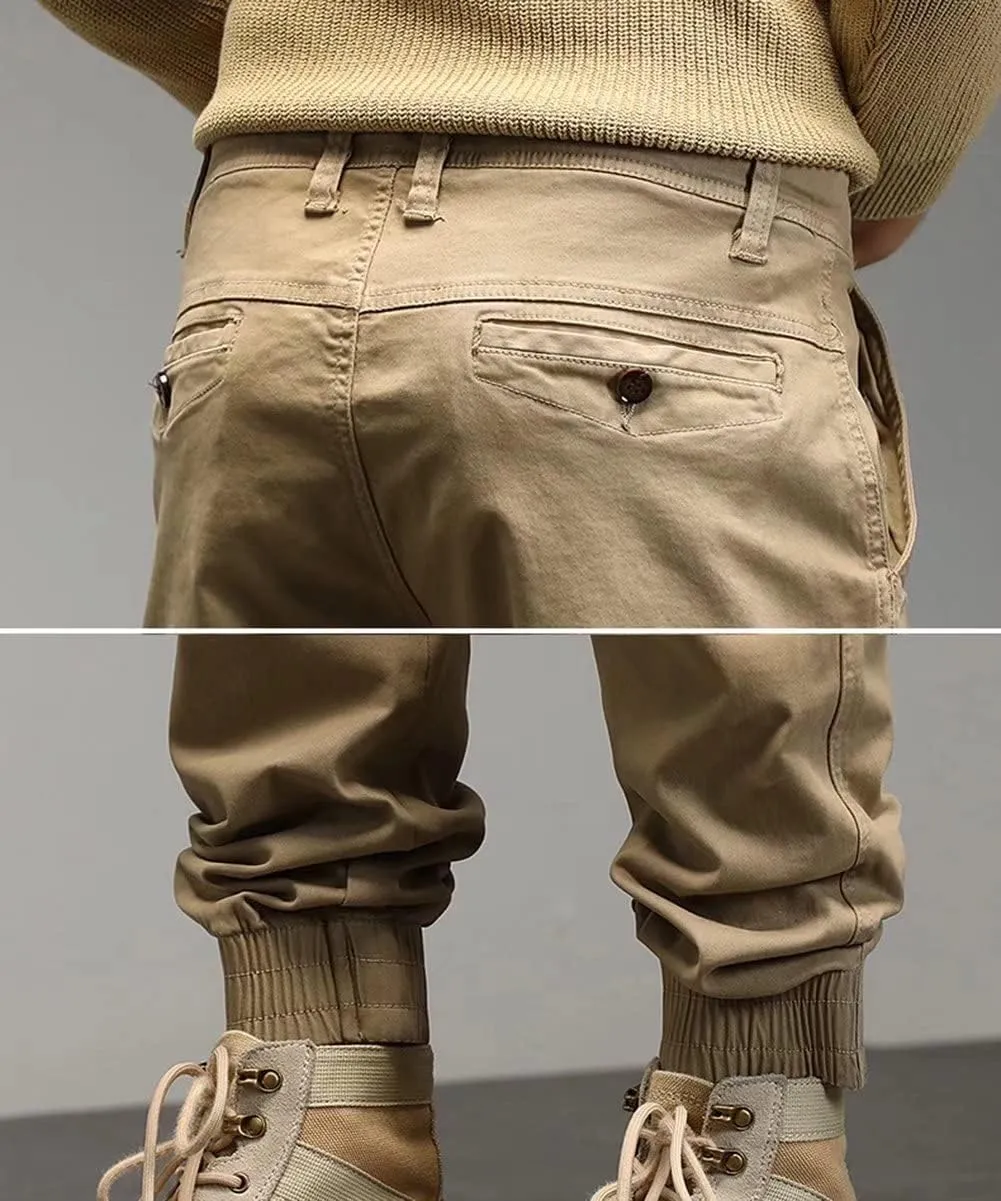 Men's Tapered Cargo Pants Hiking Pants Outdoor Cargo Trousers Multi Pockets Pants