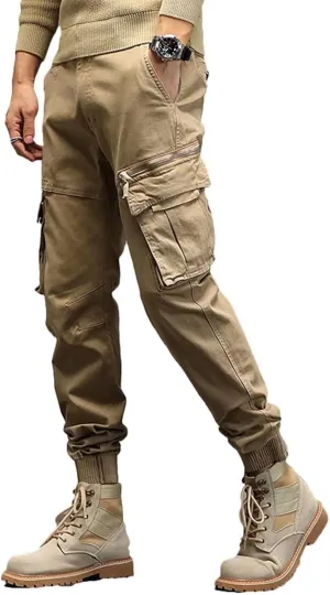 Men's Tapered Cargo Pants Hiking Pants Outdoor Cargo Trousers Multi Pockets Pants
