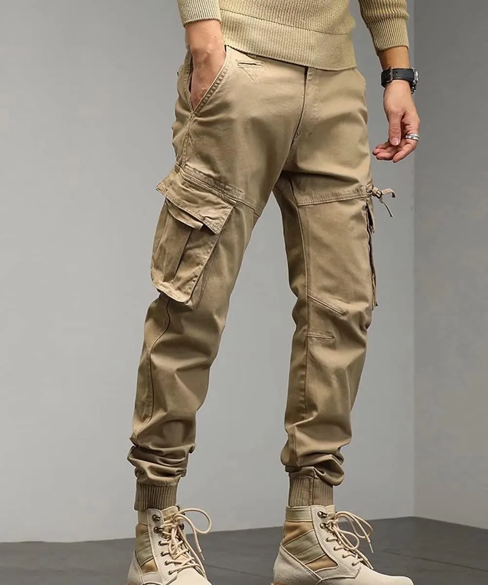 Men's Tapered Cargo Pants Hiking Pants Outdoor Cargo Trousers Multi Pockets Pants