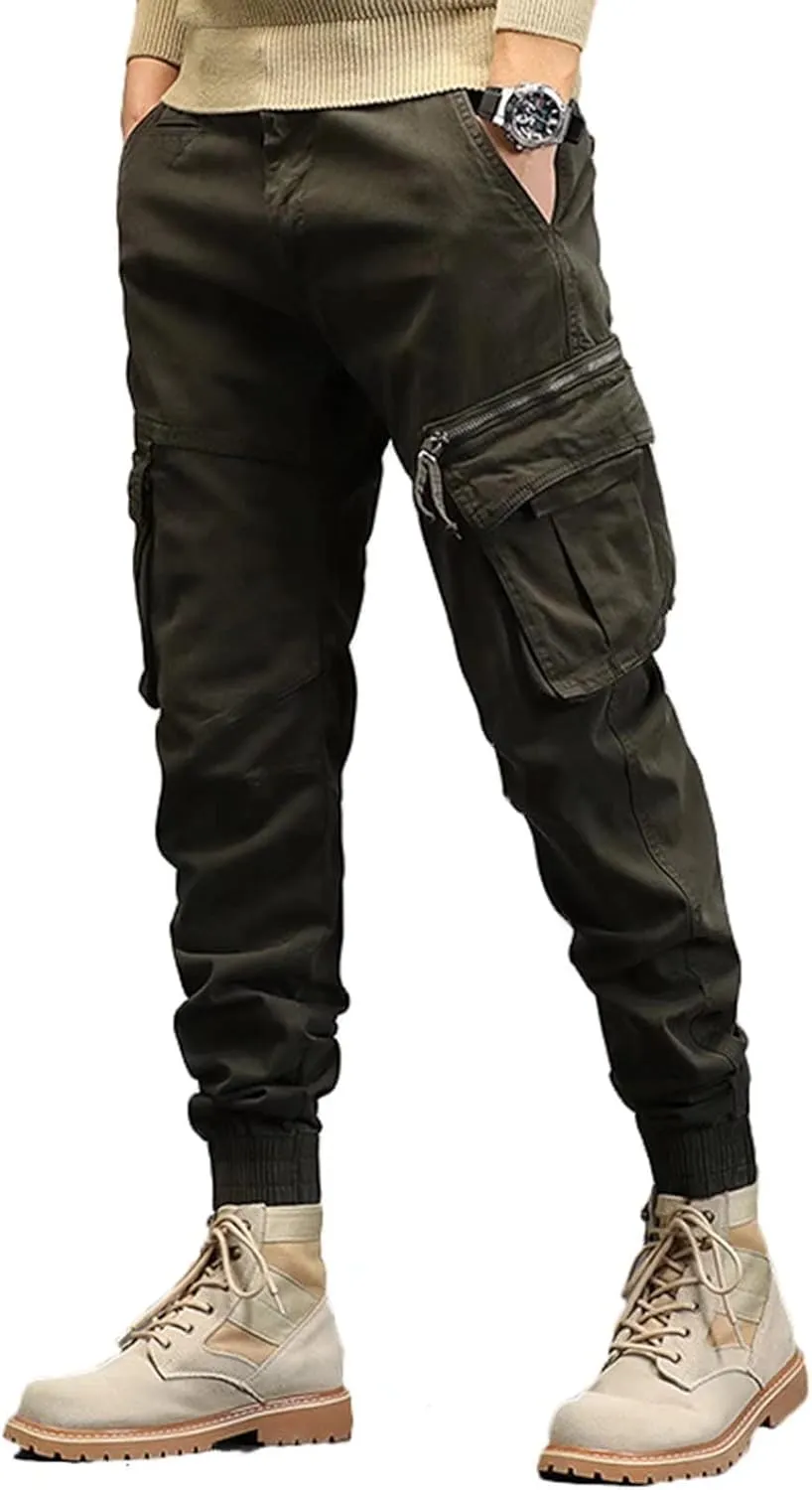 Men's Tapered Cargo Pants Hiking Pants Outdoor Cargo Trousers Multi Pockets Pants