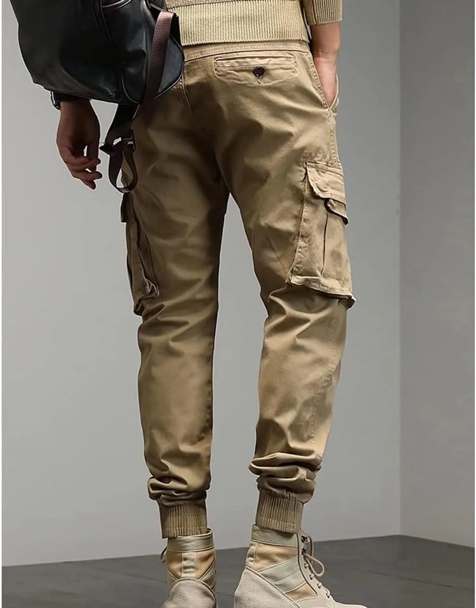 Men's Tapered Cargo Pants Hiking Pants Outdoor Cargo Trousers Multi Pockets Pants