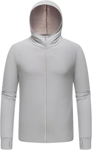Men's UPF 50  Long Sleeve Shirts Sun Protective Rash Guard Breathable Shirt Jackets Zipper Up Sport Hoodie