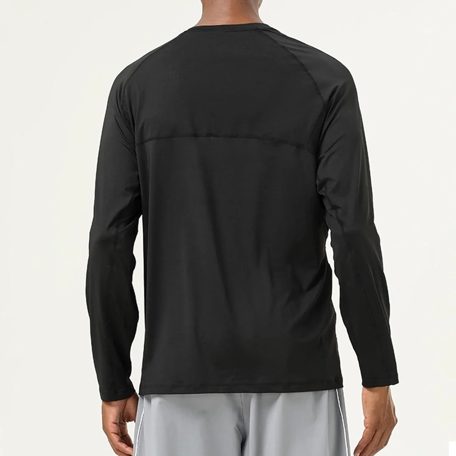 Mens UPF 50  UV Sun Protection Shirts Outdoor Solid Color Long Sleeve SPF Rash Guard Fishing Hiking Swimming Running