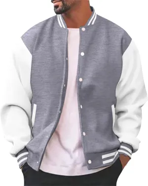 Mens Varsity Jackets Faux Leather Sleeve Letterman Baseball Jacket Bomber Coat Harajuku Vintage Tops