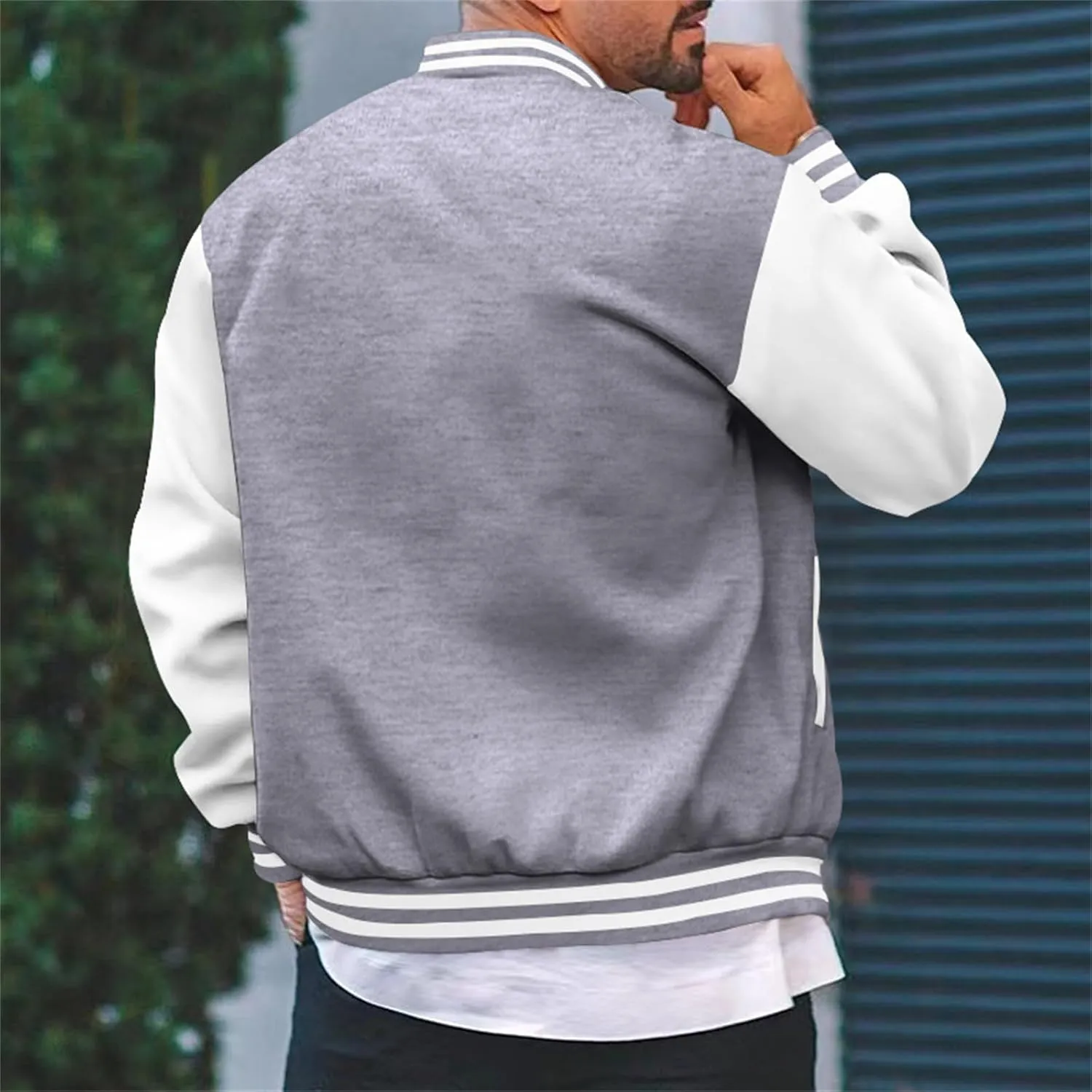 Mens Varsity Jackets Faux Leather Sleeve Letterman Baseball Jacket Bomber Coat Harajuku Vintage Tops