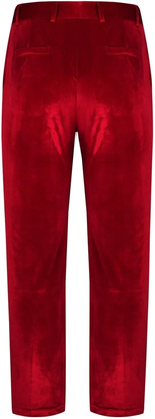 Men's Velvet Pants Slim Fit Party Dress Pants Velvet Trousers Elastic Waist Suit Pant Casual Soft Bottoms Solid Color