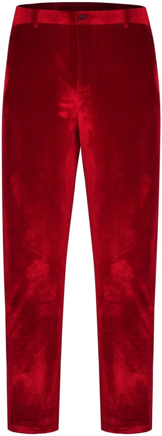 Men's Velvet Pants Slim Fit Party Dress Pants Velvet Trousers Elastic Waist Suit Pant Casual Soft Bottoms Solid Color