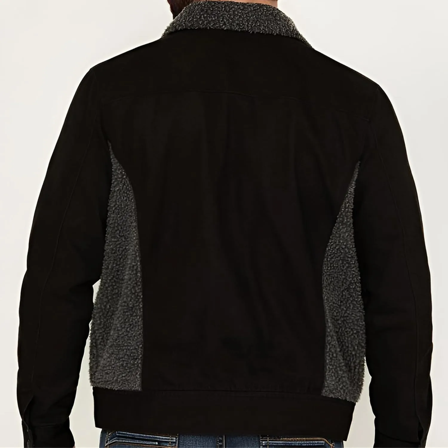 Men's Vintage Fleece Sherpa Lined Trucker Jackets Lapel Button Down Thickened Winter Coats Fashion Coat for Men